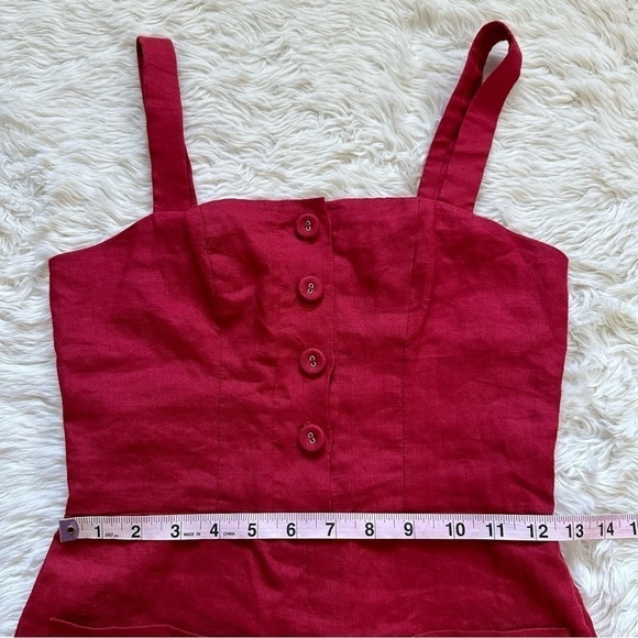 Staud Jumpsuit Sleeveless Cropped 100% Ramie Red 0 - Picture 11 of 13